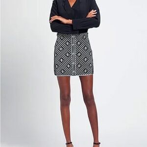 NWT Maje Black and White Embellished A-Line Mini Skirt